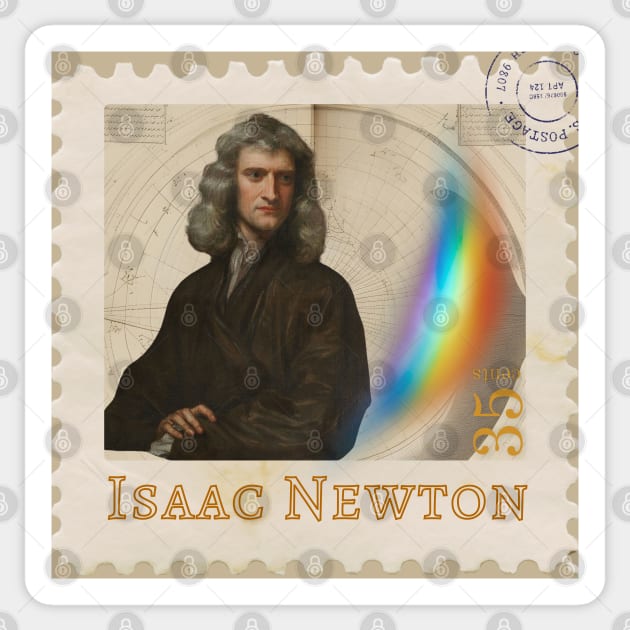 Sir Isaac Newton Vintage Style Stamp Design Sticker by TuncGK